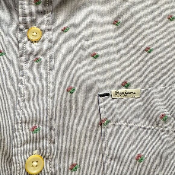 Pepe Jeans Floral Poplin Button Down Shirt - Size Medium - Picture 4 of 10